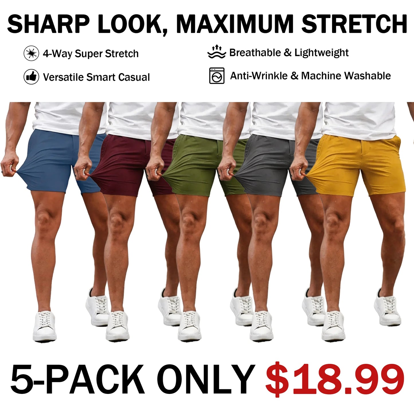 FlexStride – Modern Tapered Casual Chino Shorts