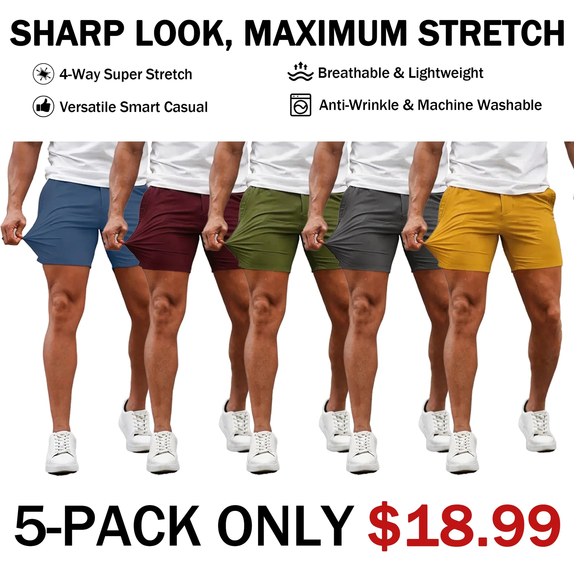 FlexStride – Modern Tapered Casual Chino Shorts
