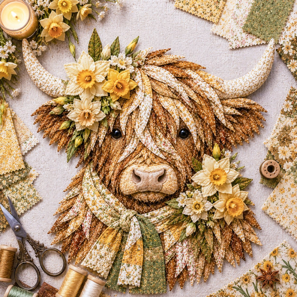 FloralMoo – 3D Highland Cow Fabric Art Kit