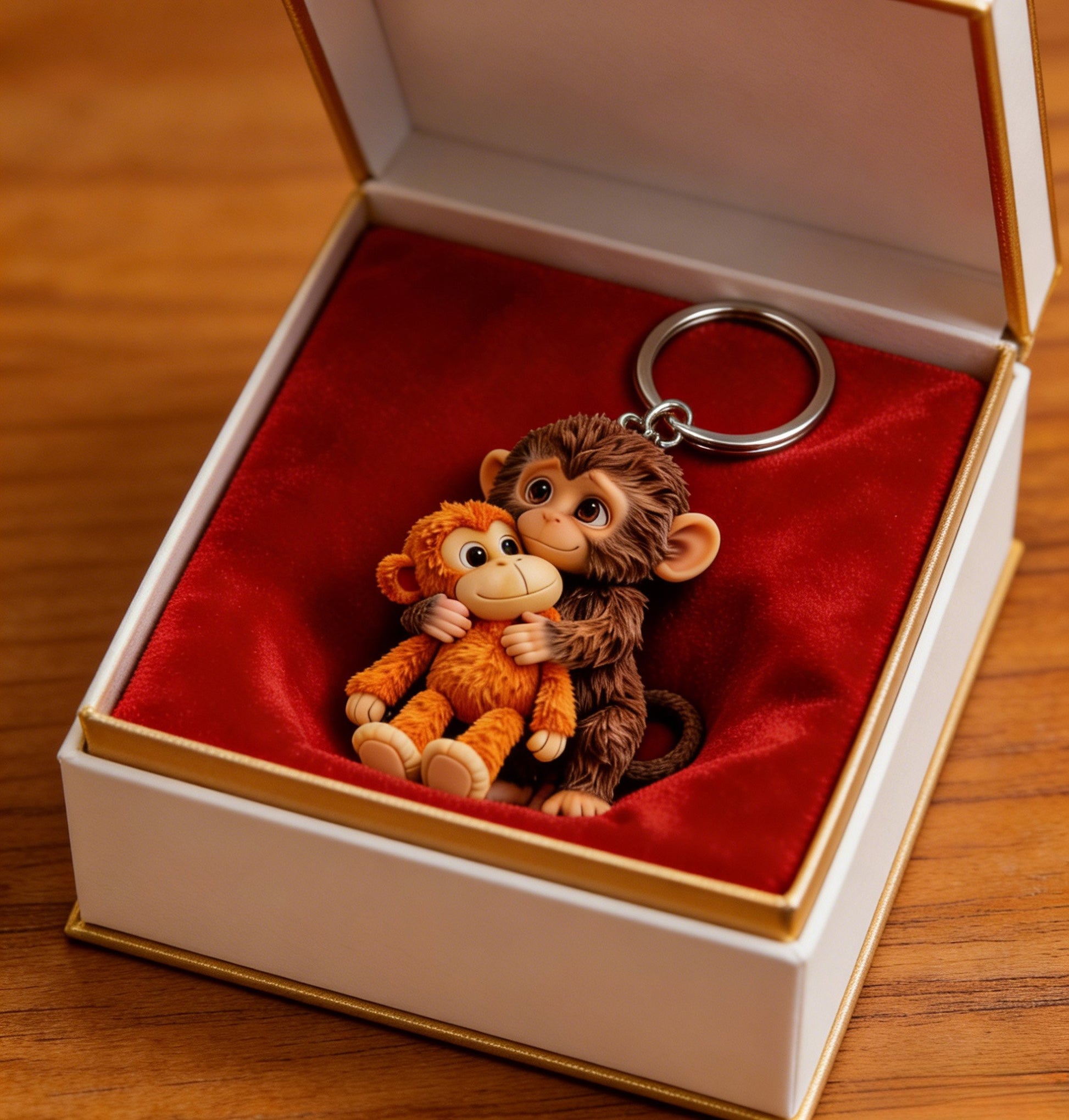 🐵3D Viral Punch Monkey Keychain 💕- Emotional Gift for Animal Lovers, Family, Friends, Loved Ones🎁