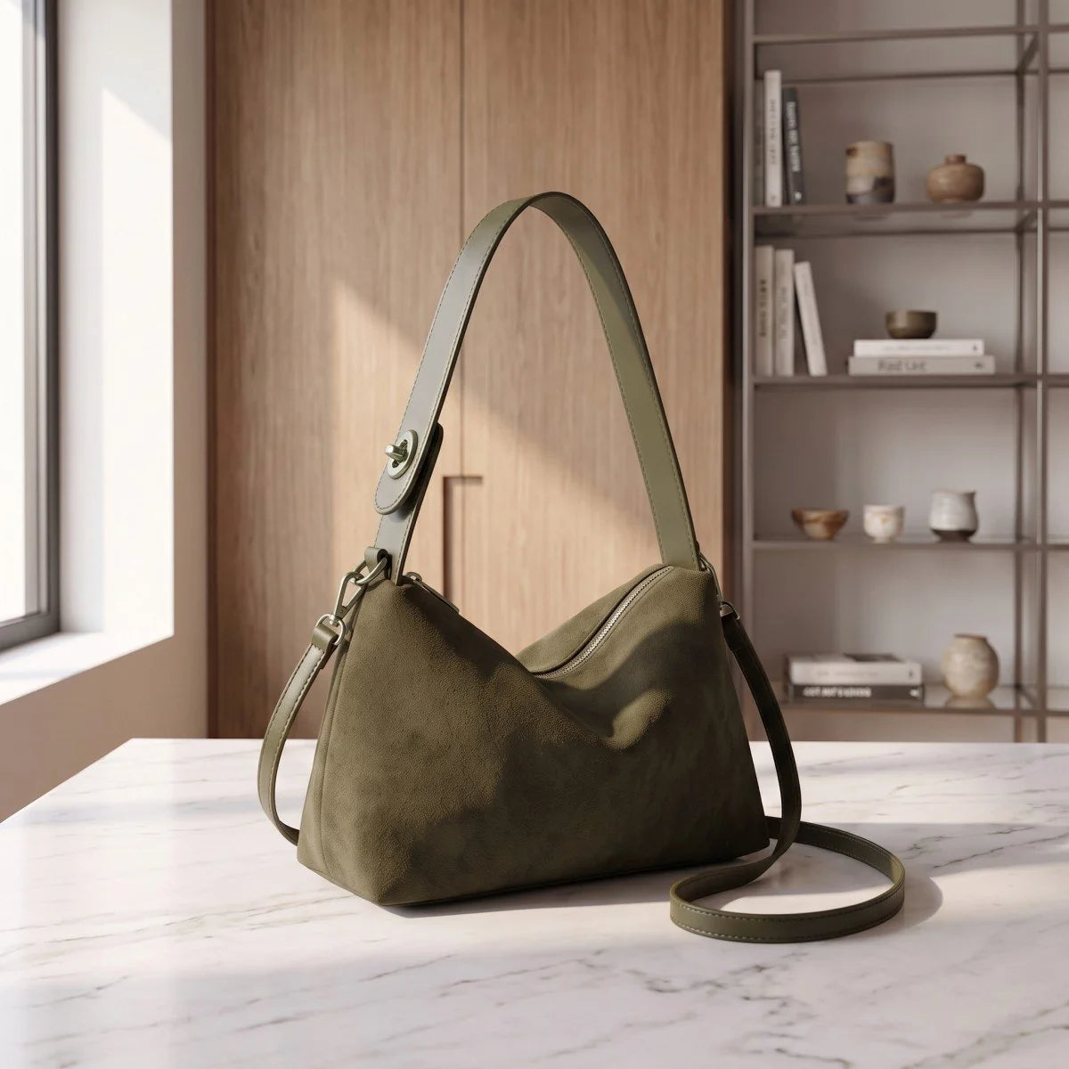 Vintara – Women’s Timeless Suede Boston Bag