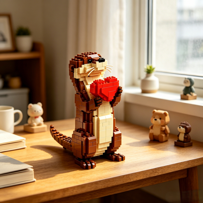 LoveTide – Heart-Holding Otter Building Model