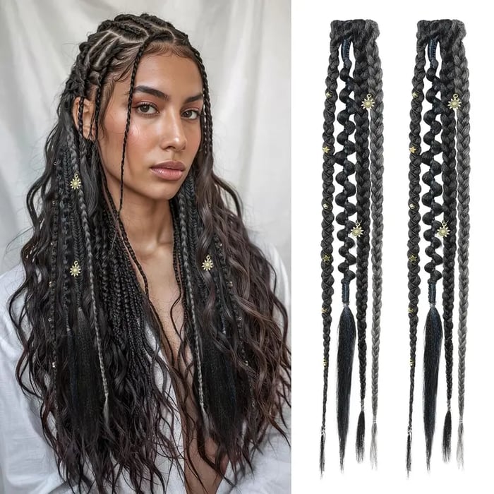 BohoGlow – Beaded Clip-In Braids