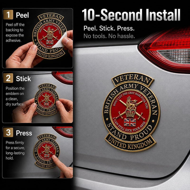 VeteranCrest – British Army “Stand Proud” Tribute Metal Car Emblem