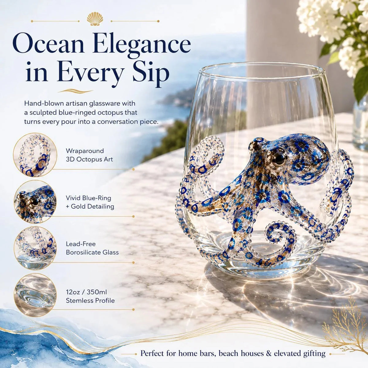 AquaElegance – Coastal Octopus Bar Glass