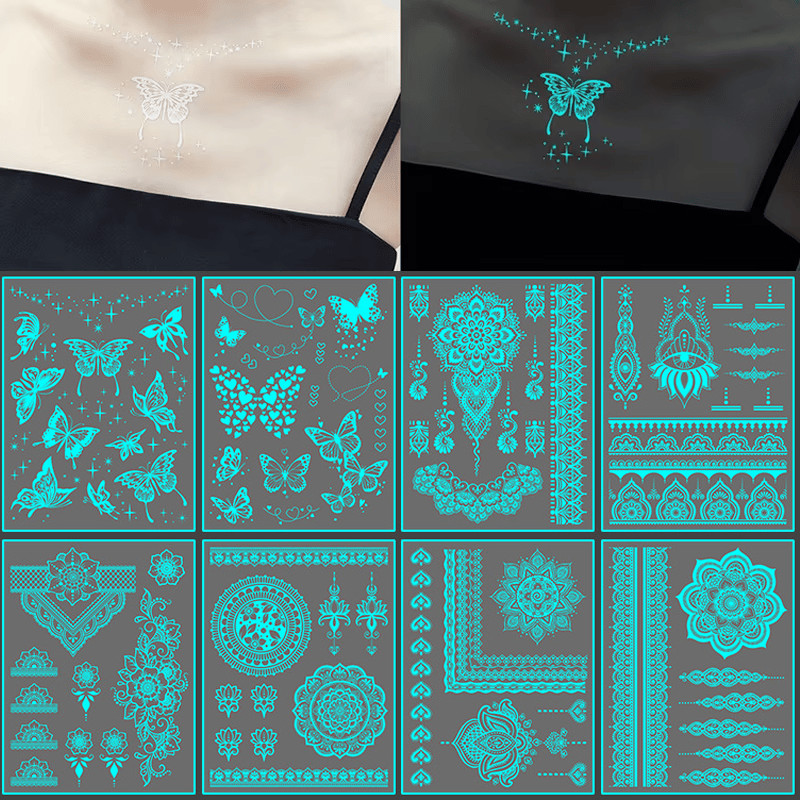 NeonFlutter – Luminous Butterfly Temporary Tattoo Stickers