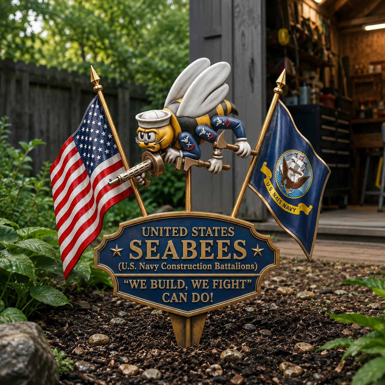 US Navy Seabees “Can Do!” Tribute Garden Stake