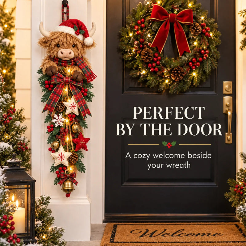 MooJoy – Highland Cow Christmas Entrance Decor