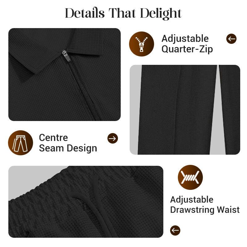 UrbanEase – Breathable Waffle Knit Lounge Set for Men