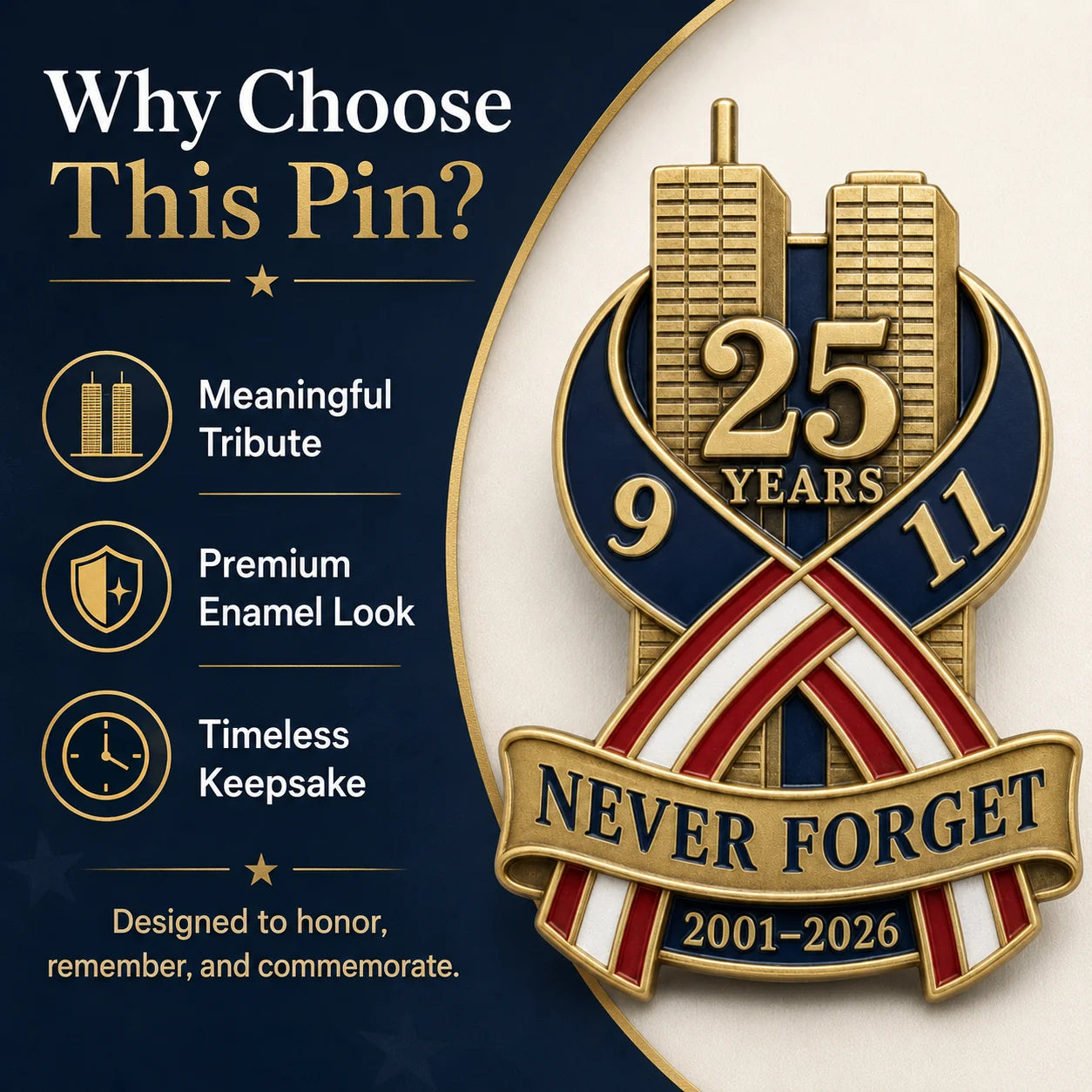 HonorMark – 9/11 Never Forget Commemorative Memorial Pin