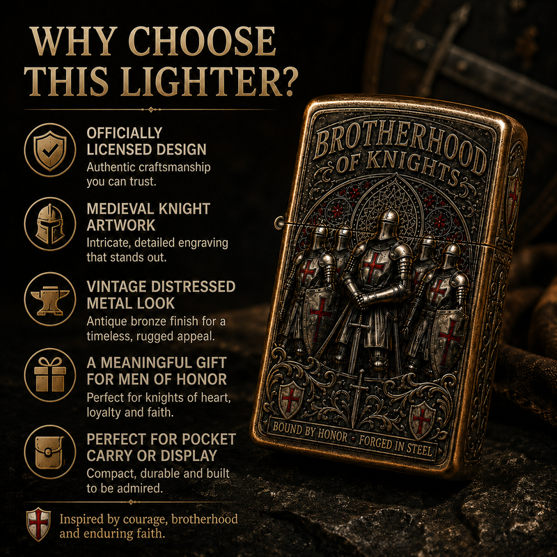 KnightFlame – Premium Medieval Brotherhood Windproof Lighter