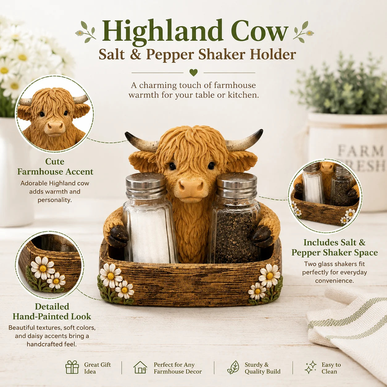 FarmCharm – Cute Highland Cow Décor