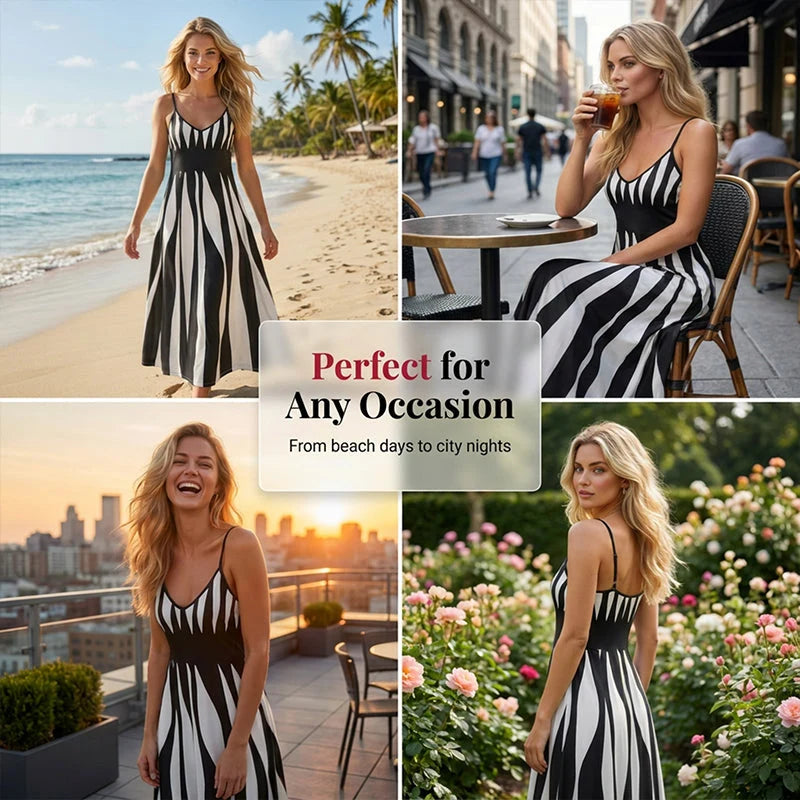 AureliaGlow – Striped Maxi Cami Dress