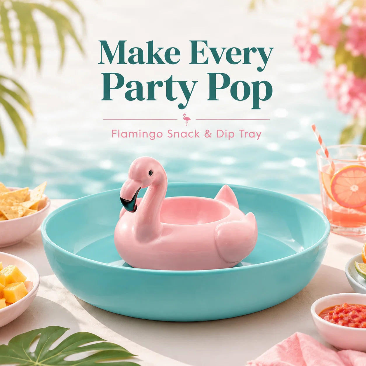 FloatNest – Flamingo Chip & Dip Platter