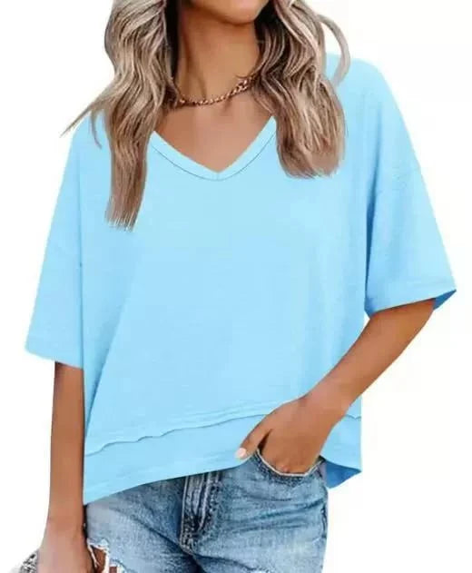 SummerEase – V-Neck Flowy Tee