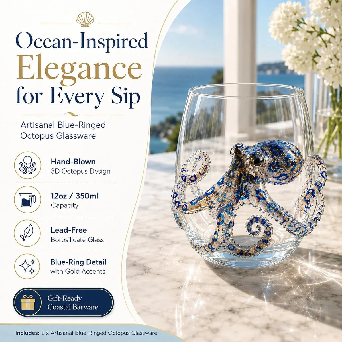 AquaElegance – Coastal Octopus Bar Glass