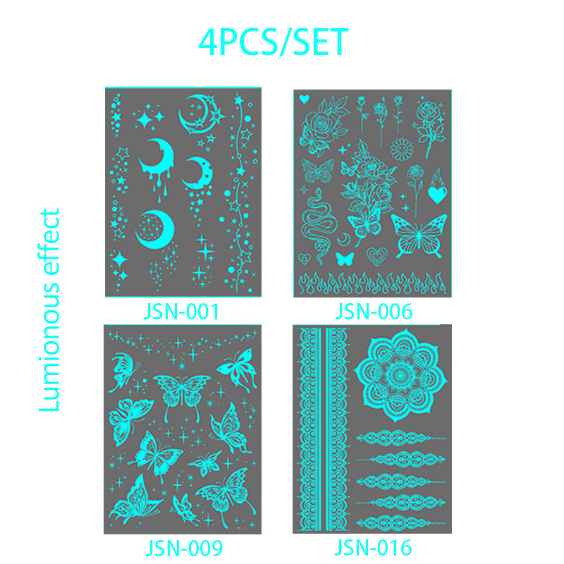 NeonFlutter – Luminous Butterfly Temporary Tattoo Stickers