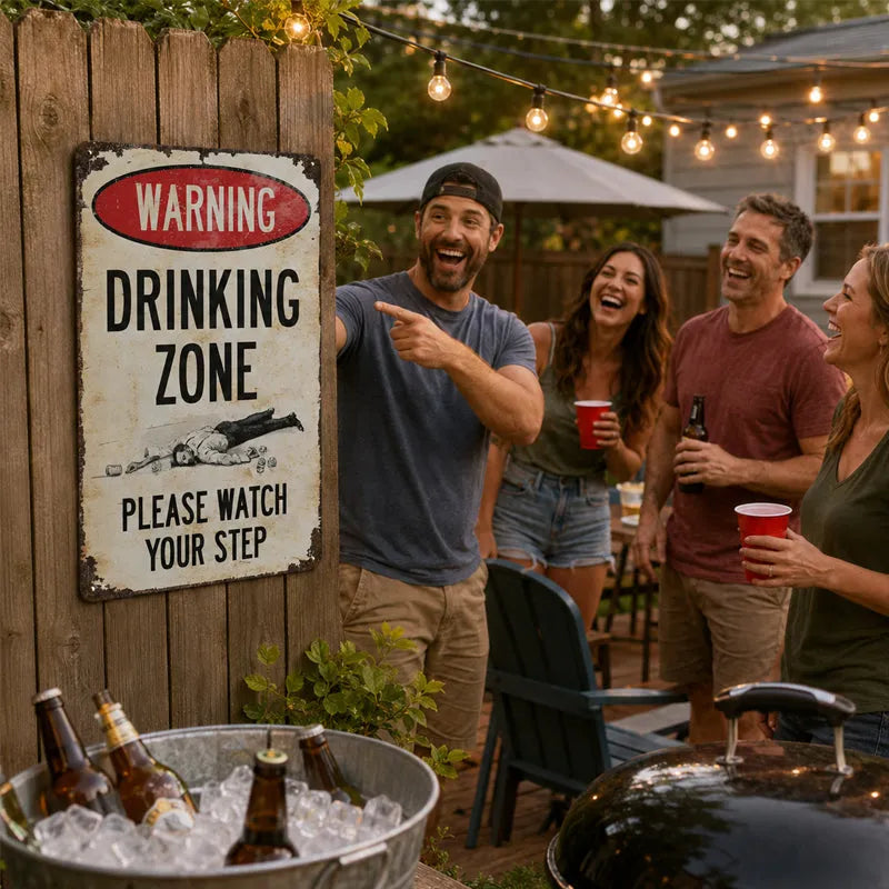 BarGuard – Vintage Drinking Zone Metal Sign