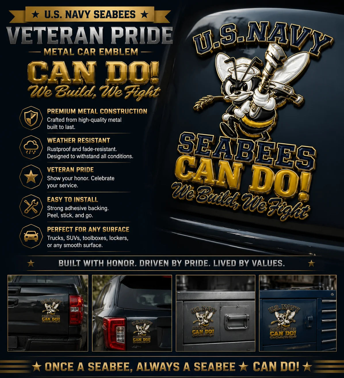 ValorCraft – Military Veteran Pride Vehicle Emblem
