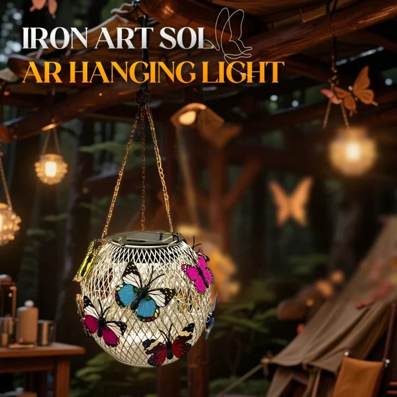 GardenGlow – Solar Vintage Butterfly Pendant Lantern
