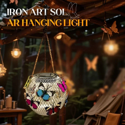 GardenGlow – Solar Vintage Butterfly Pendant Lantern