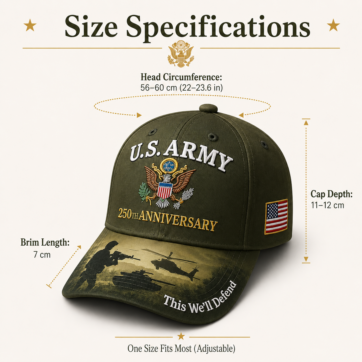 .S. Army 250th Anniversary Commemorative Embroidered Cap 🇺🇸