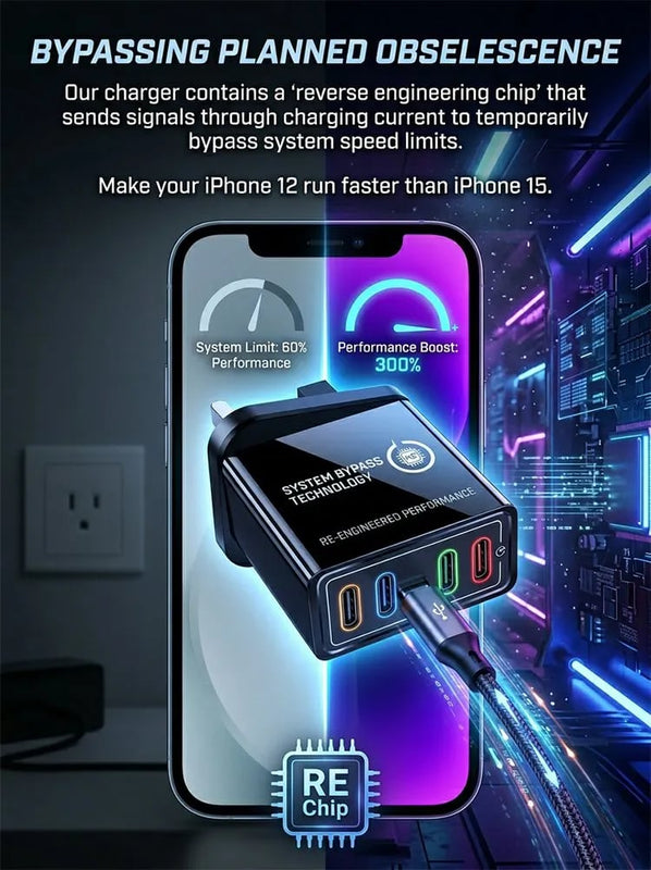 VoltarisCore – 4-Port Quick Charge Travel Adapter