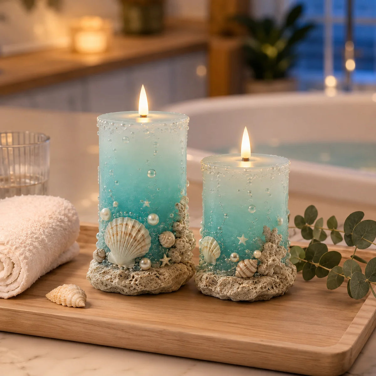 OceanNest – Coastal Decorative Candle Set