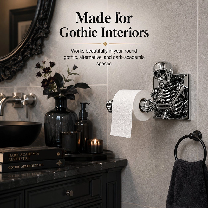 SkullHaven – Gothic Skeleton Toilet Paper Holder