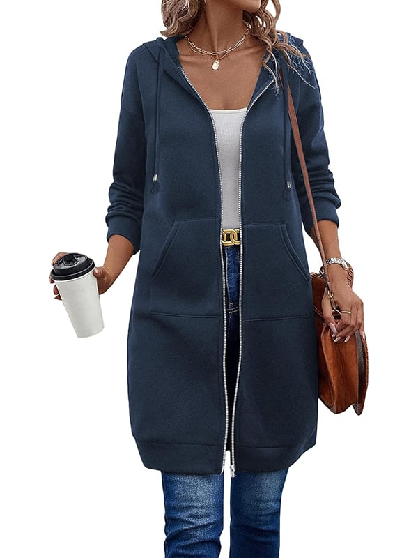 CozyHaven – Women’s Long Zip-Up Fleece Hoodie