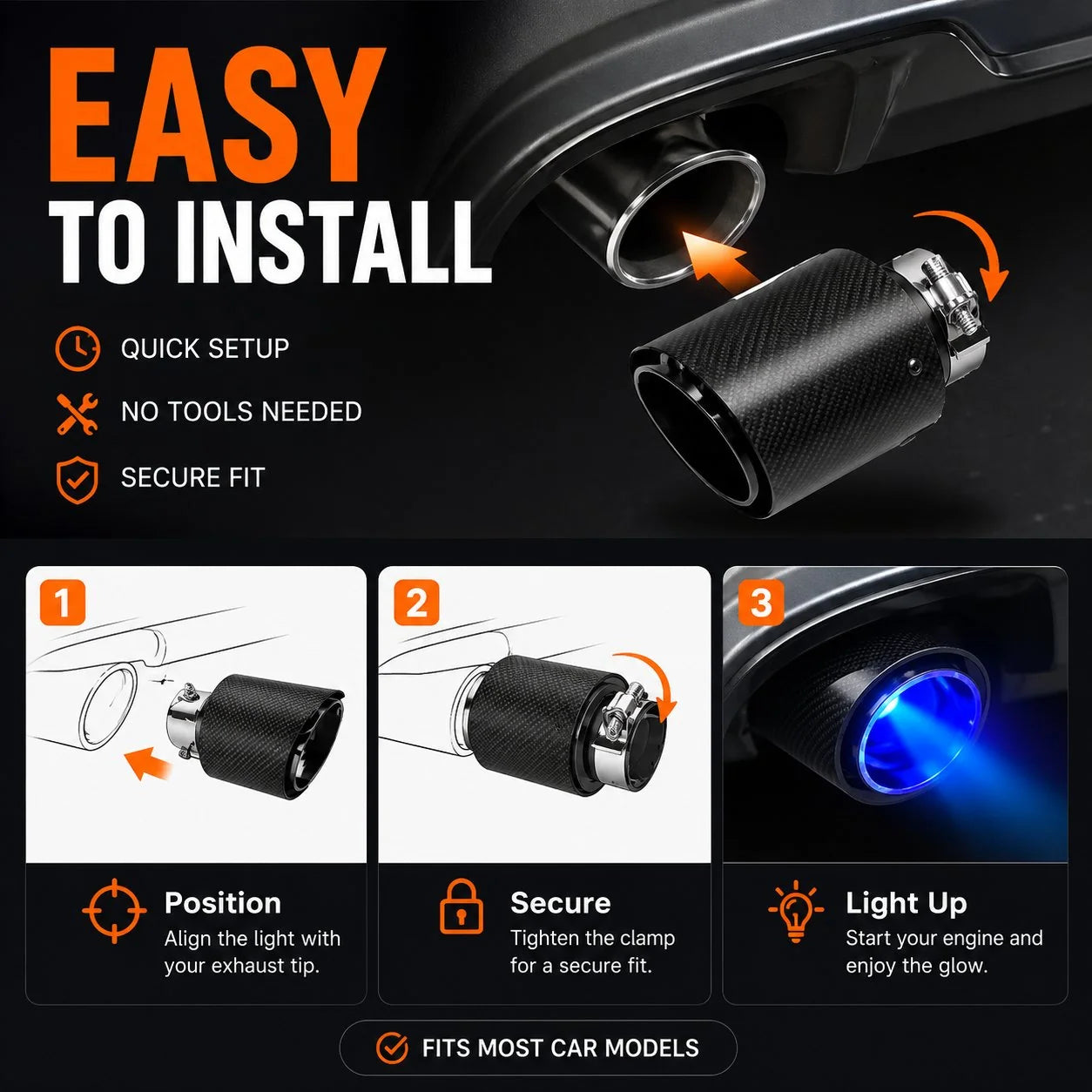 TurboFlare – Premium Carbon Fiber LED Exhaust Pipe