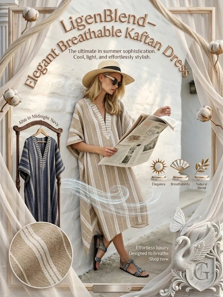 LinenBlend – Elegant Breathable Kaftan Dress