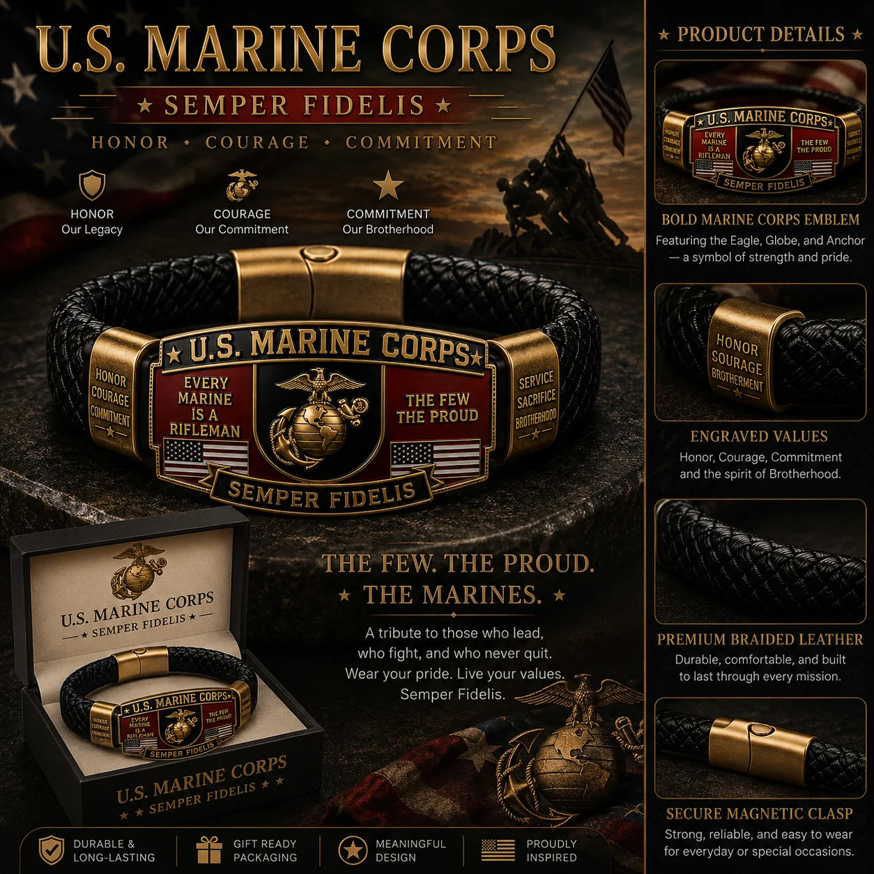 ValorForge – Premium Semper Fi Tribute Bracelet