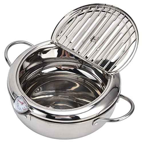 🔥Stainless Steel Frying Pot with Thermometer and Oil Drip Drainer Rack🎉
