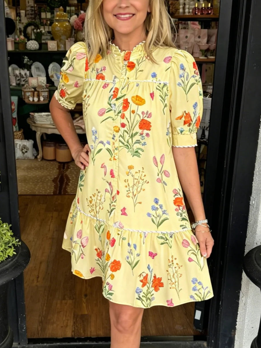 NatureLuxe – Premium Botanical Print Midi Dress