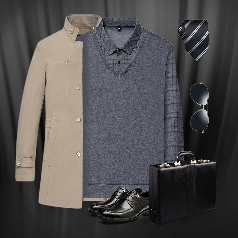EliteLayer – Classic Faux Layered Long Sleeve Polo Shirt