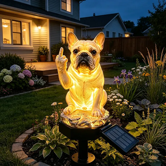 FrenchGlow – Solar French Bulldog Garden Statue
