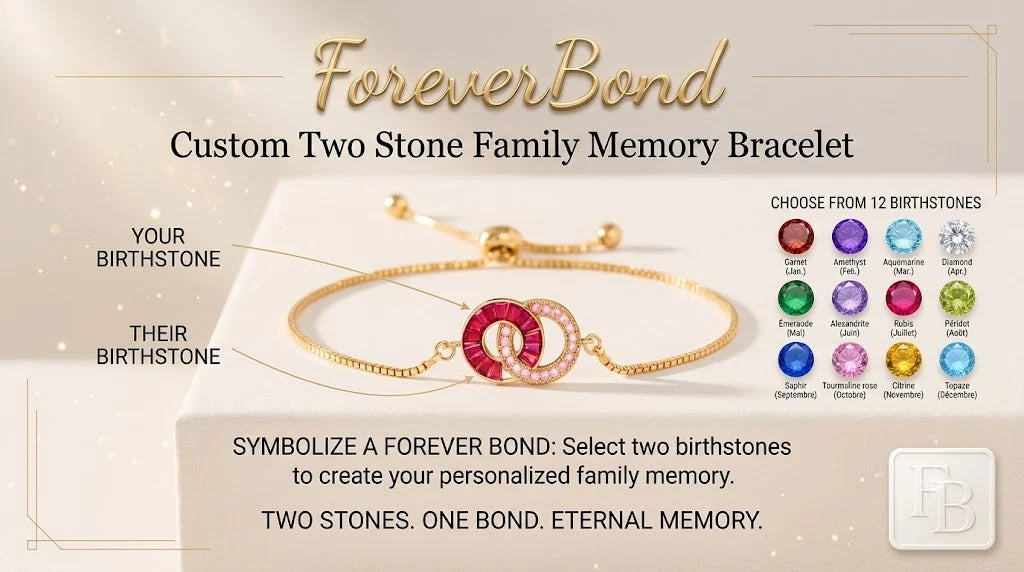 ForeverBond – Custom Two Stone Family Memory Bracelet