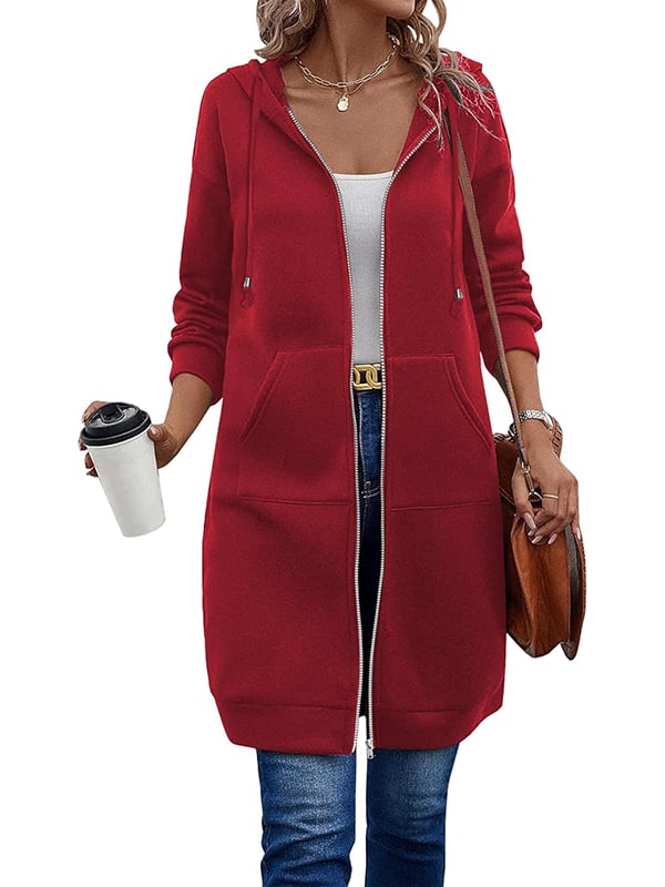 CozyHaven – Women’s Long Zip-Up Fleece Hoodie