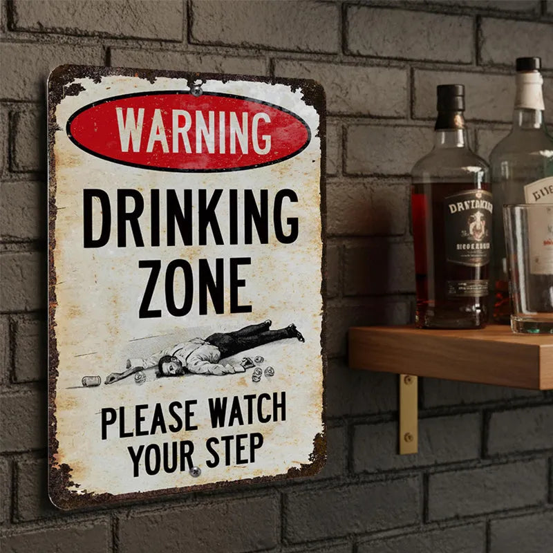 BarGuard – Vintage Drinking Zone Metal Sign
