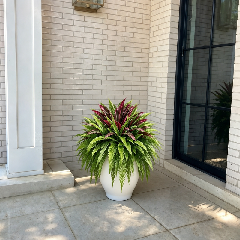 BloomNest – Lifelike Fern & Vibrant Dracaena Decor
