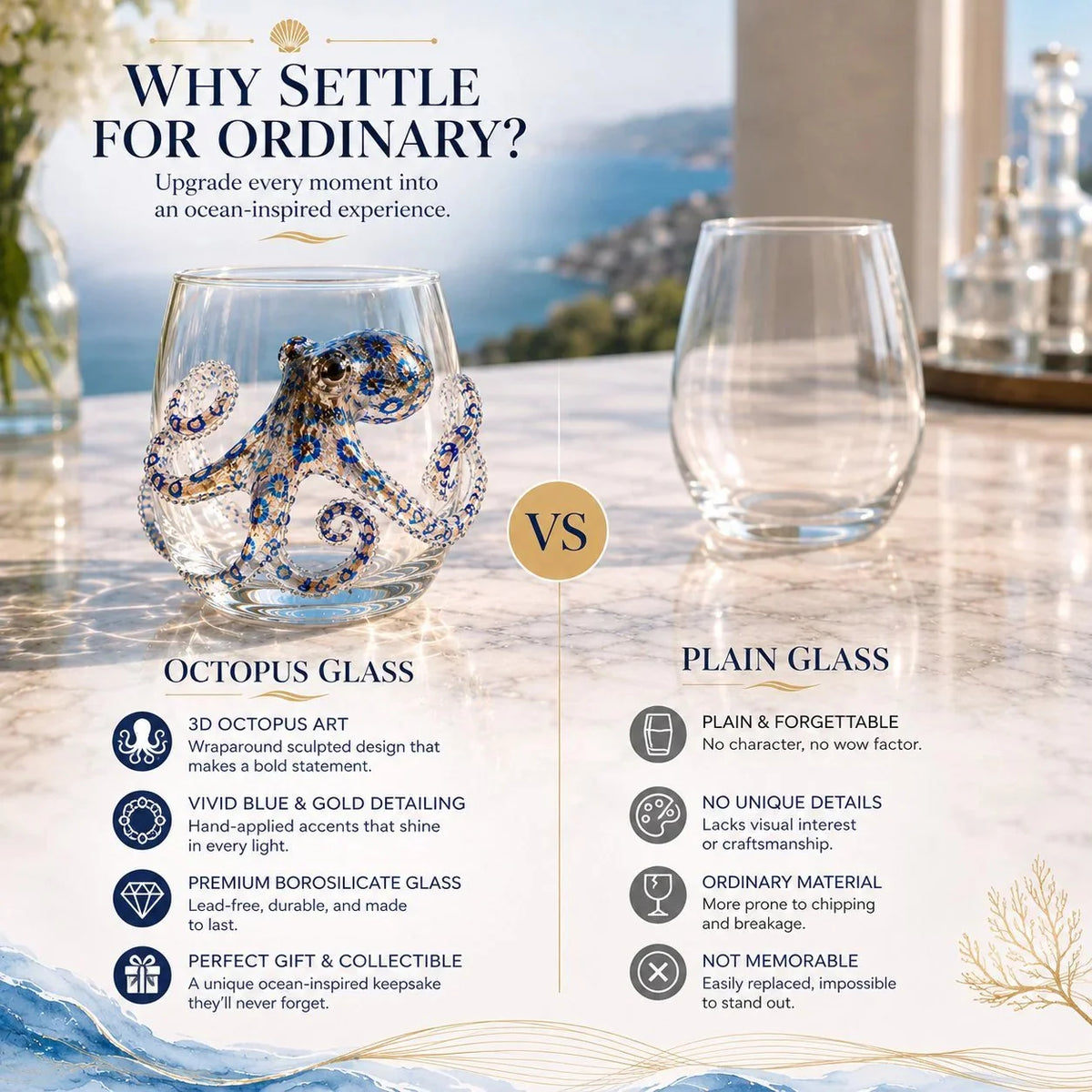 AquaElegance – Coastal Octopus Bar Glass