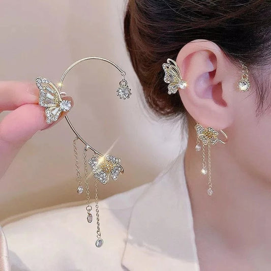 ✨🦋Cubic zirconia earrings with butterfly fringes