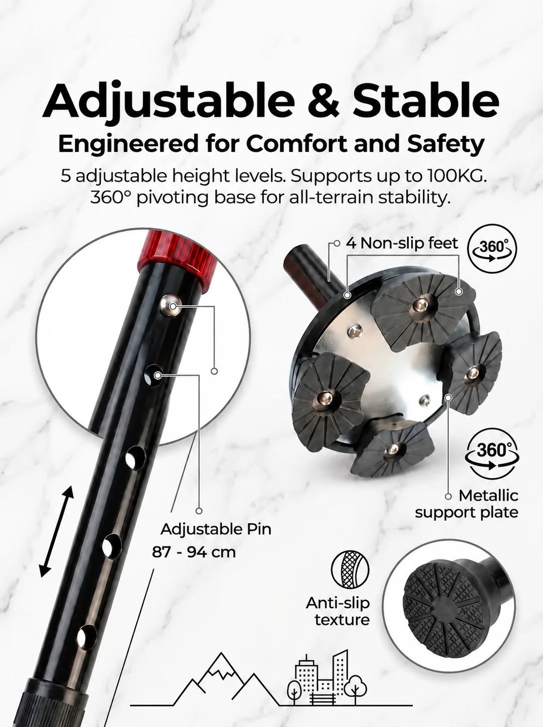 SafeStride – Smart Foldable Senior Walking Cane