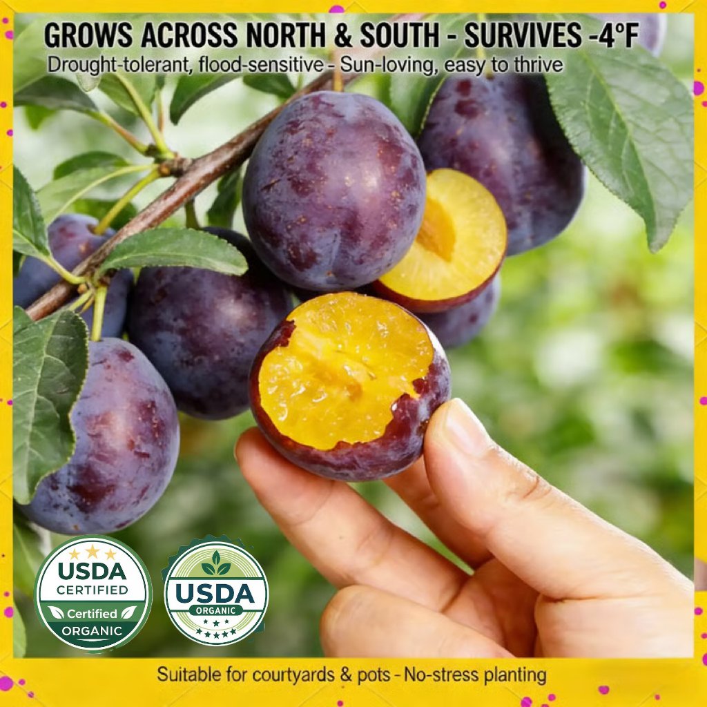 🌳LIMITED-TIME BUY 1 GET 1 FREE⏰🍑 Heirloom Non-GMO Grafted Plum Tree Live Saplings