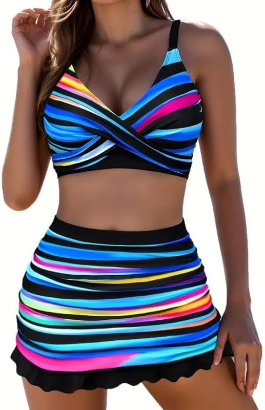 BeachFit – Striped Slimming Bikini Set