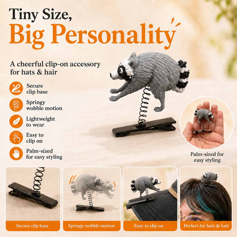 SproutCritter – Quirky Raccoon Hat & Hair Decoration