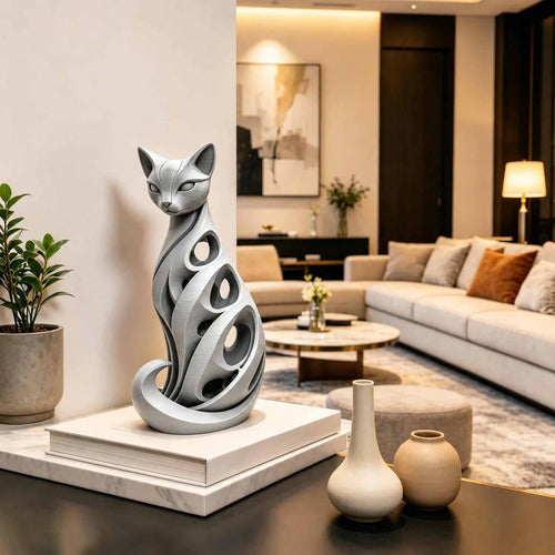 SpiralPurr – Modern Spiral Cat Decorative Sculpture