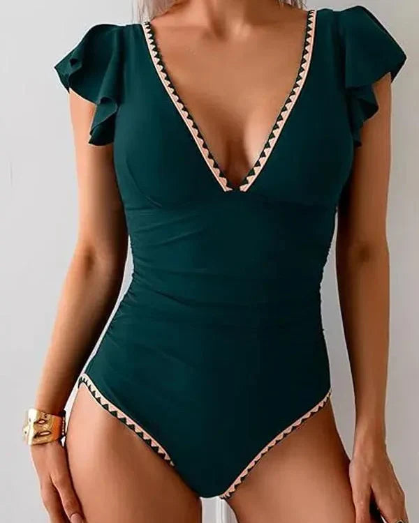 BellaRuffle – V-Neck One-Piece Swimsuit