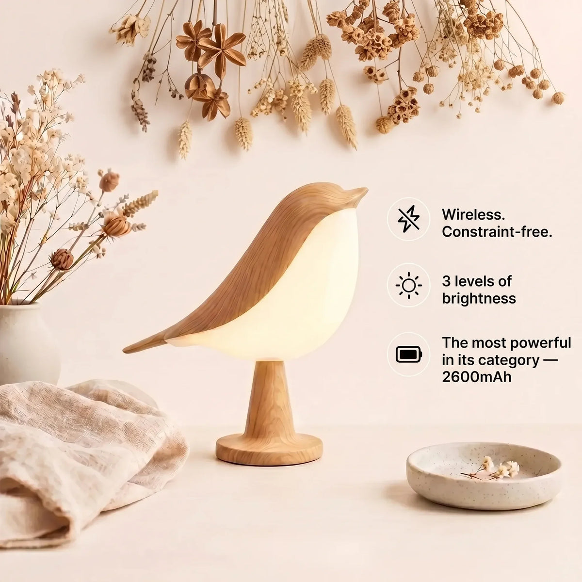 LumiWing – Elegant Bird-Inspired Rechargeable Lamp